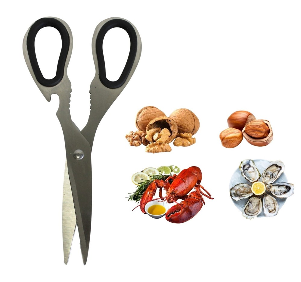 Kitchen Shears Bottle Opener Nut Cracker Scissors Multi-Purpose Stainless Steel