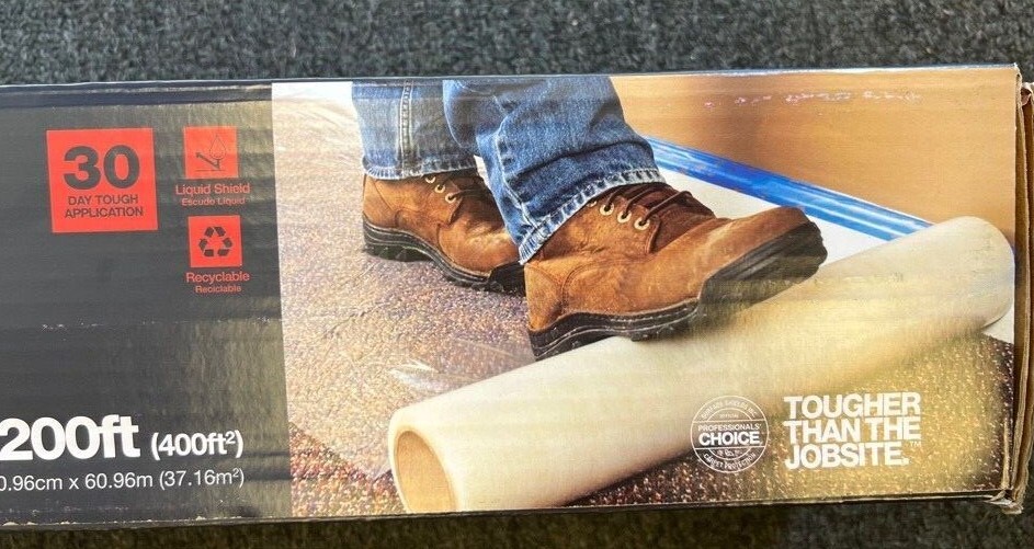 Surface Shield Carpet Self-Stick Plastic Carpet Runner Protection 24in"x200ft'