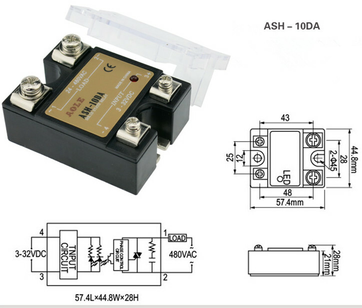 AOLE10A single phase AC solid state relay ASH-10DA DC-AC