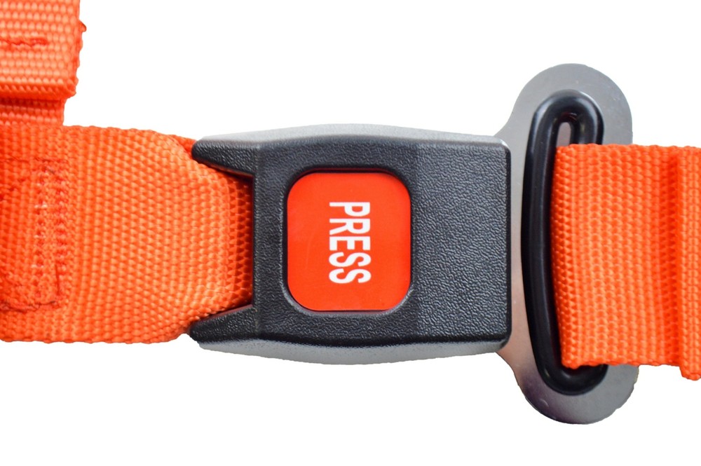 OFF ROAD 2" PUSH BUTTON V ROLL BAR MOUNT HARNESS. 3 POINT BUGGY BELT ORANGE