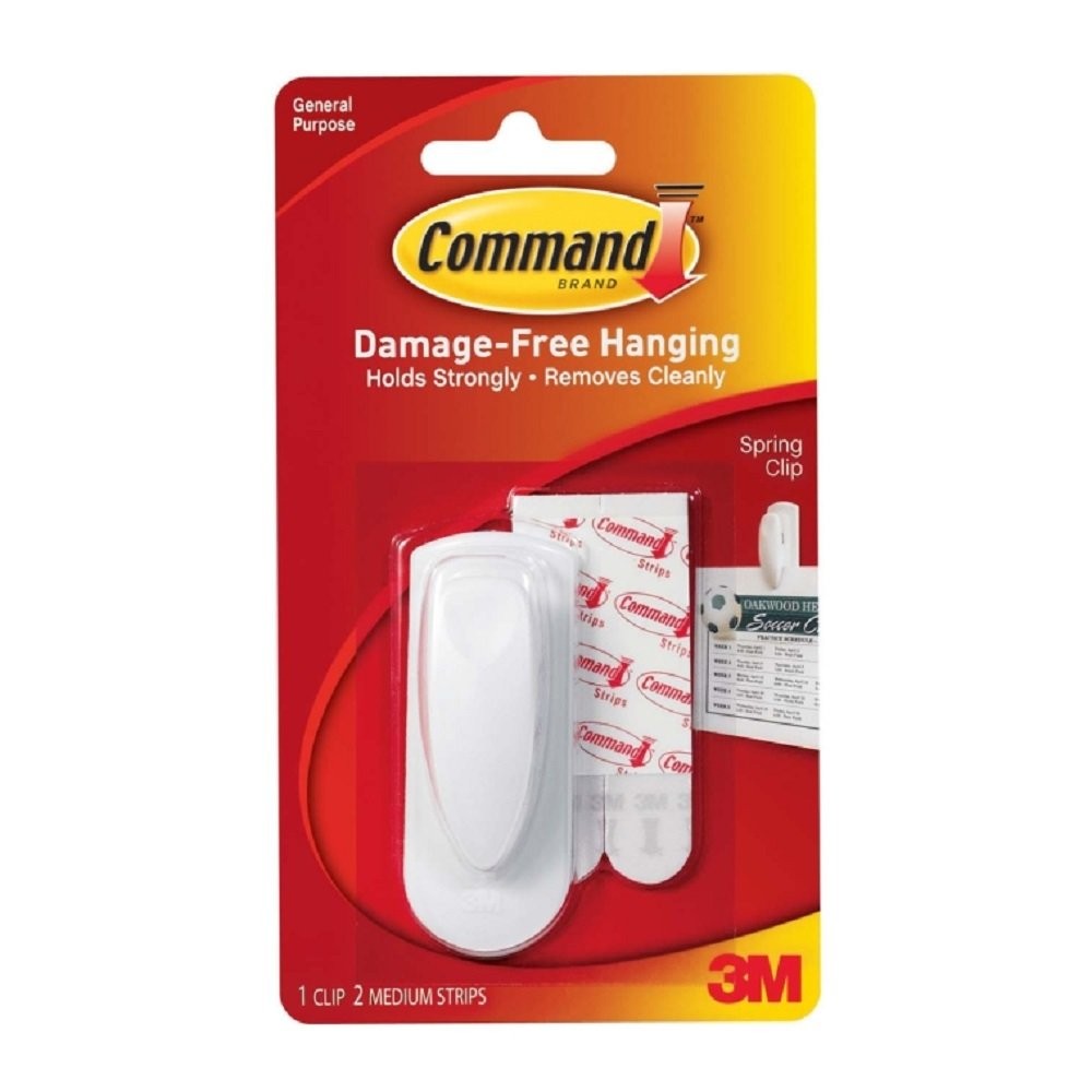 Command Spring Clip 1 And 2 Adhesive (6 Pack) Small, White