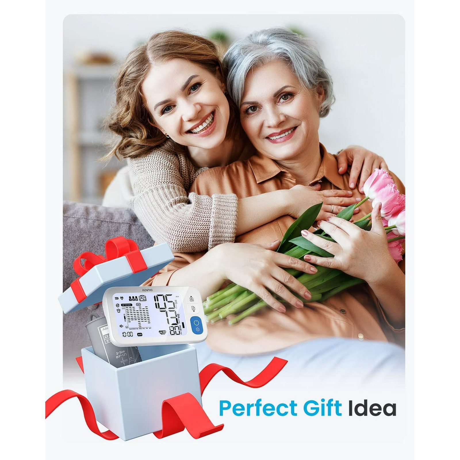 RENPHO LCD Blood Pressure Monitor Wrist Voice Broadcast Heart Rate Machine New