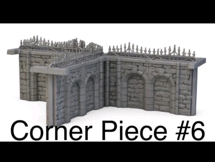 Ravenloft Necropolis Wall Corner T Section -32mm Scale -Graveyard -D&D