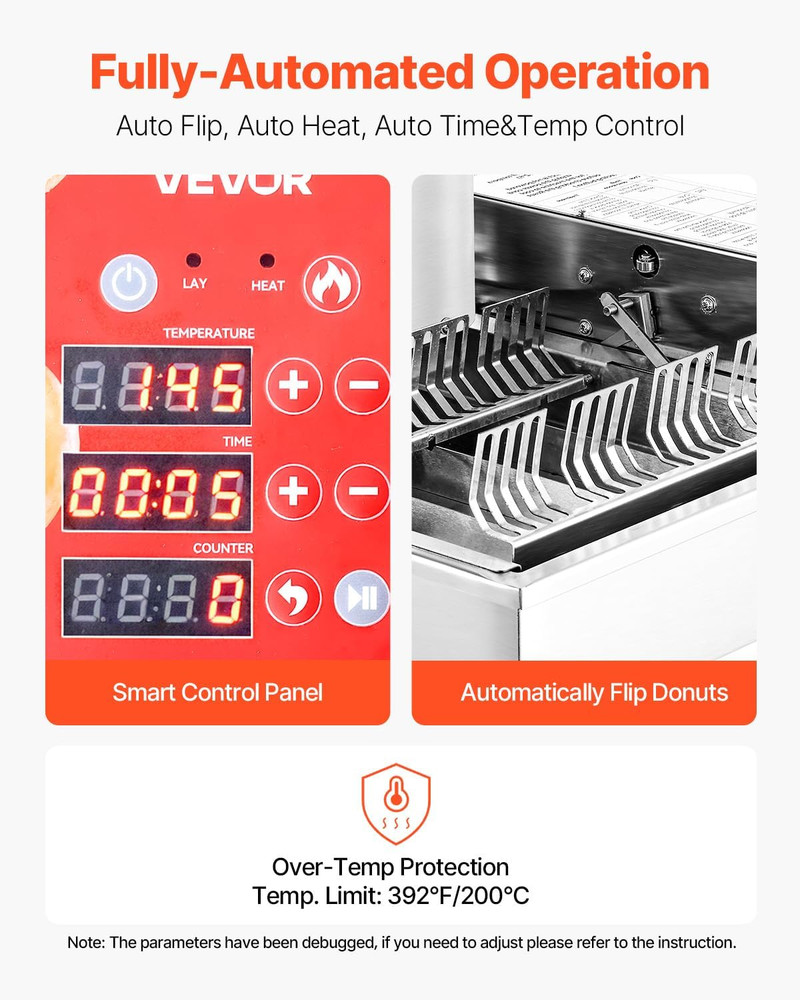 Commercial Automatic Donuts Machine, 4 Rows Donuts Making Equipment, 240 Pcs/Hou