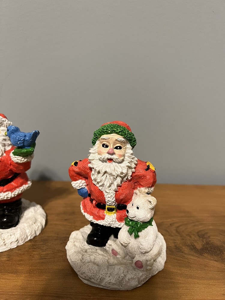 Santa & Friends Lot Of 3 Christmas Figurines 1998 By Hermitage Pottery 4.5”
