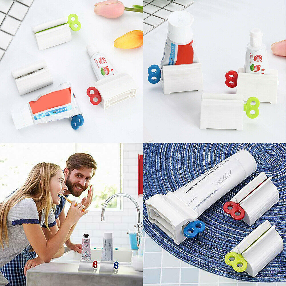 3Pcs Rolling Tube Toothpaste Squeezer Manual Dispenser Seat Holder Home Bathroom
