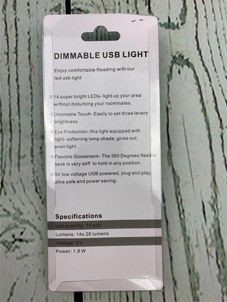USB Night Light Dimmable with 14 LED Reading Lights Touchable Curved