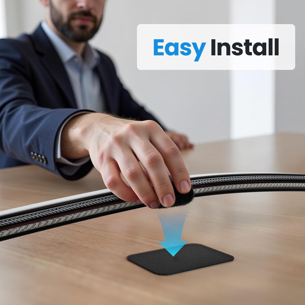 Cable Management Under Desk, Cord Organizer Adjustable Hook and Loop Cable Ties