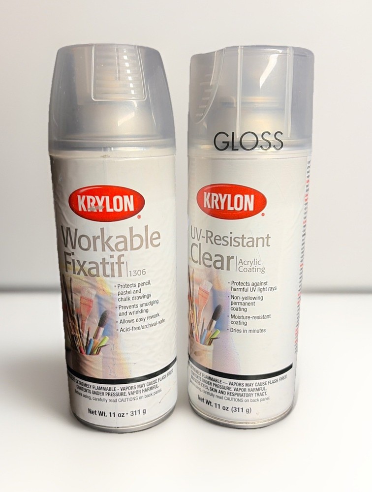 2 Krylon  Workable Fixatif- Label one gloss one standard never used