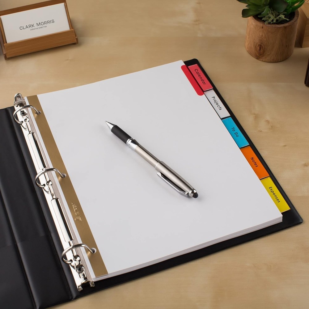 5-Tab Binder Dividers, Insertable Multicolor Big Tabs, 1 Set (11121)