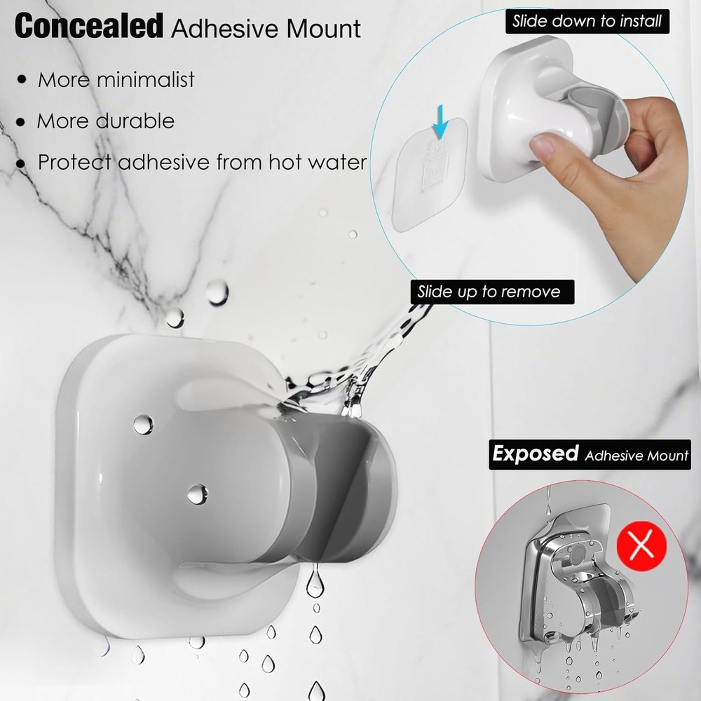 Handle held Shower Head Holder - 5 Positions Adjustable - Gloss White