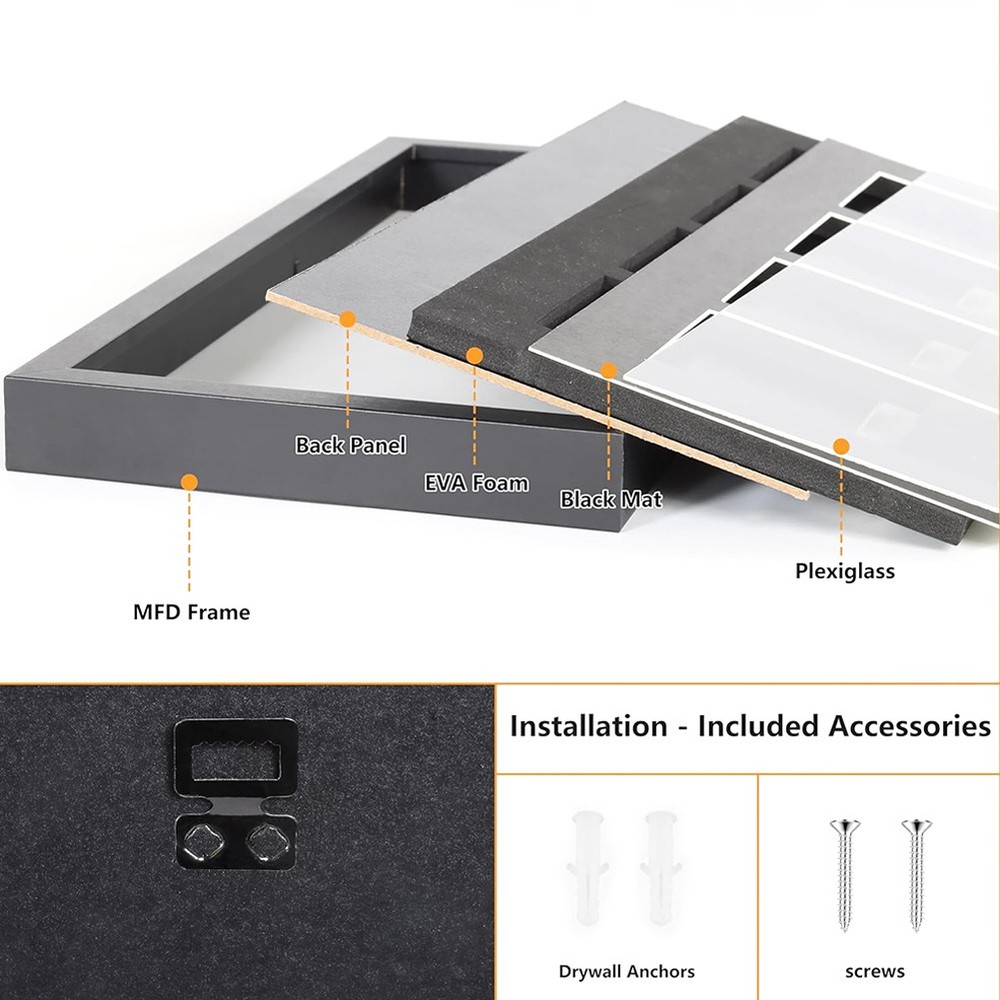 Trading Card Display Frame for 4 Standard Cards Wall Mount Baseball Card Display
