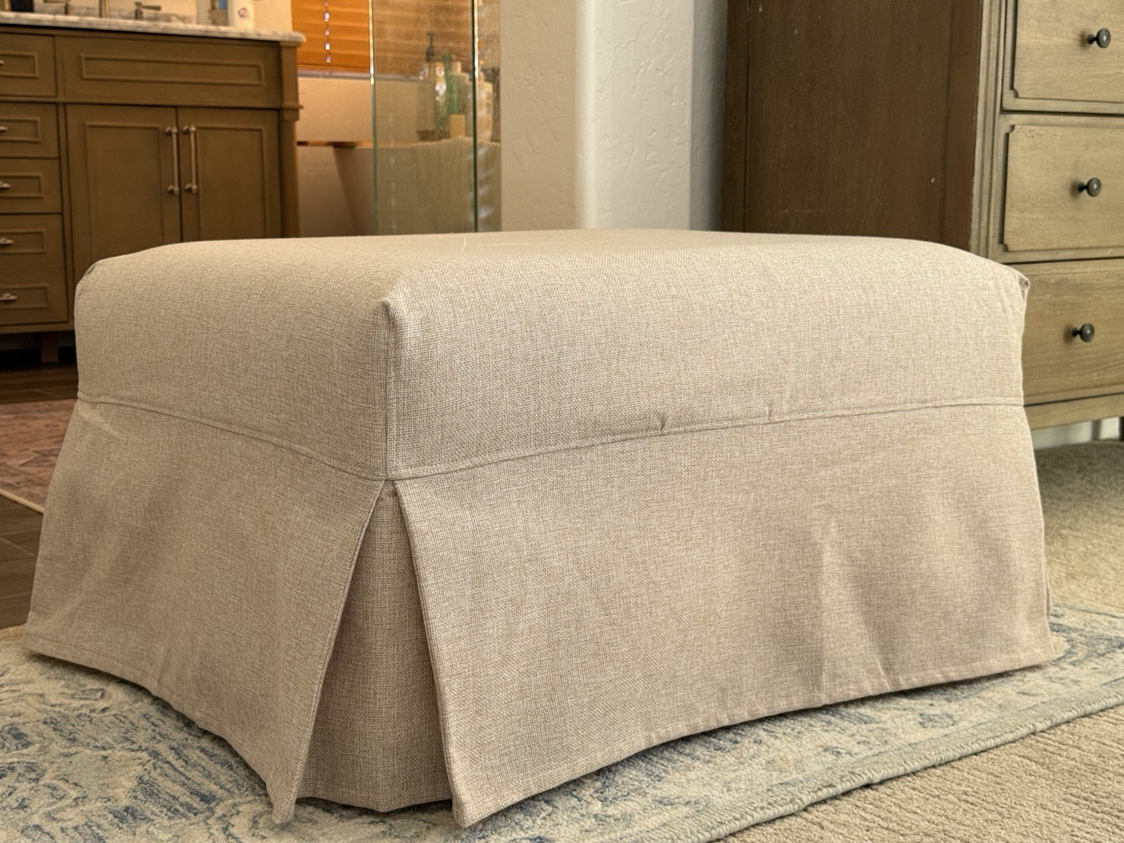 Customized Pottery Barn Comfort Ottoman Skirt Slipcover 24/30 in Twill