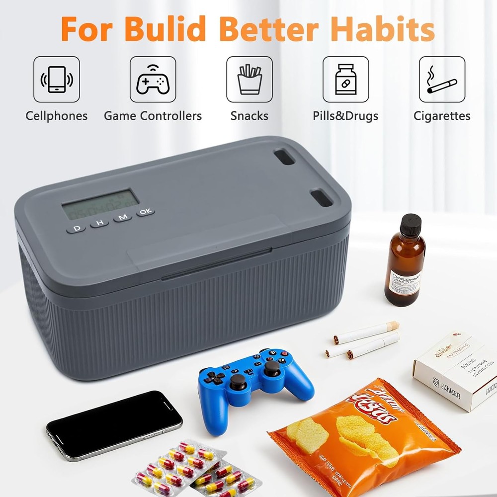 Timed Lock Box for Phone & Snacks | 2-in-1 Smart Lock with Digital Timer & Quick
