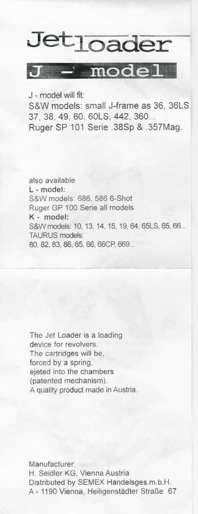 .38/.357 5-Shot J-Frame JetLoader Speedloader with Pouch, FREE SHIPPING