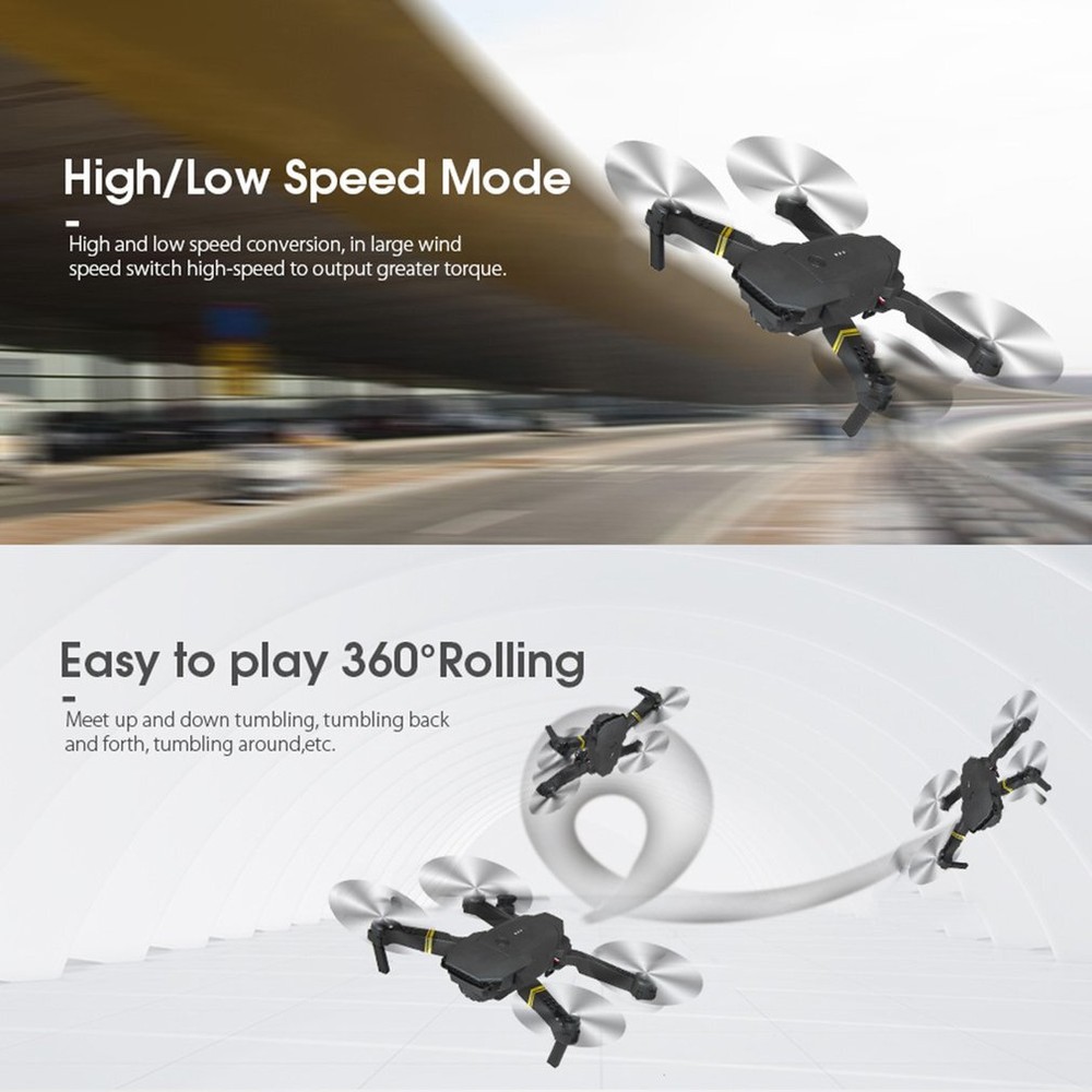RC 4K Drone HD Wide Angle Camera Drones E58 WiFi Foldable Quadcopter 2 batteries
