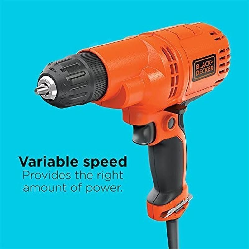 Powerful Corded Drill 5.5Amp Variable Speed Compact Onboard Bit Storage Electric