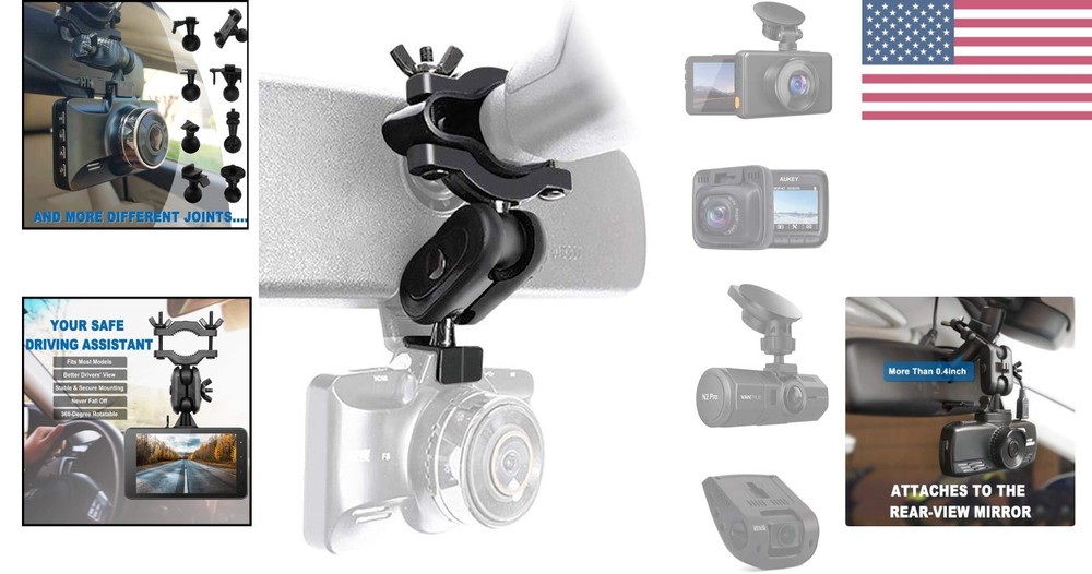 Compact Dash Camera Mount for Secure Installation - 16 Joint Options Included