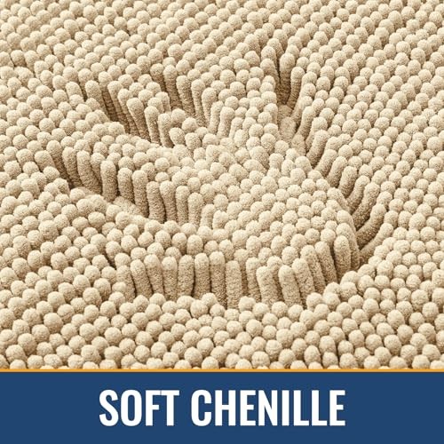 Bathroom Rugs 59x24, Extra Soft Absorbent Shaggy 59" x 24" Rectangular Beige