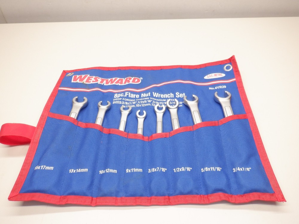 WESTWARD 4YR29 8PC. FLARE NUT WRENCH SET