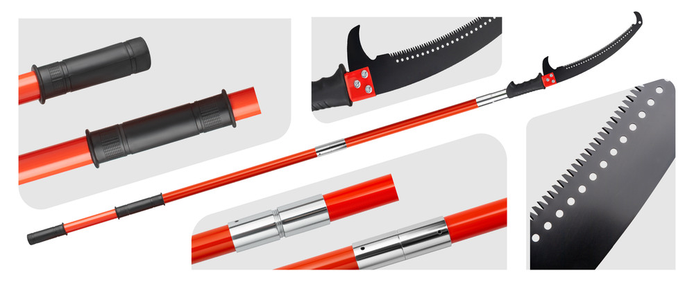 24ft Manual Pole Saw, Lightweight Tree Trimmers Long Handle Pruner Set