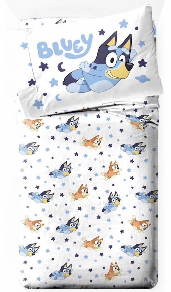 Bluey & Bingo 4-Piece Super Soft Toddler Bed Set - Microfiber Comforter & Sheets