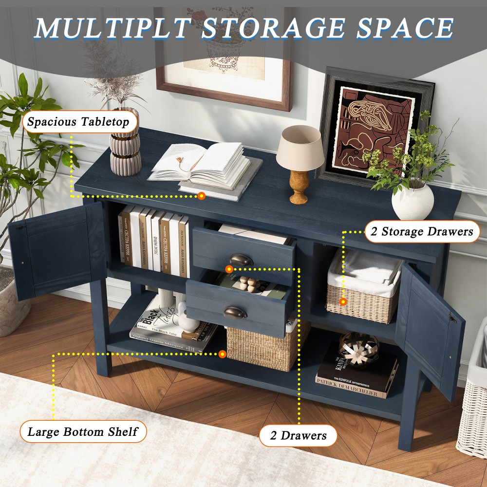 46'' Solid Wood Sideboard Console Table Storage Cabinets for Living Room Kitchen
