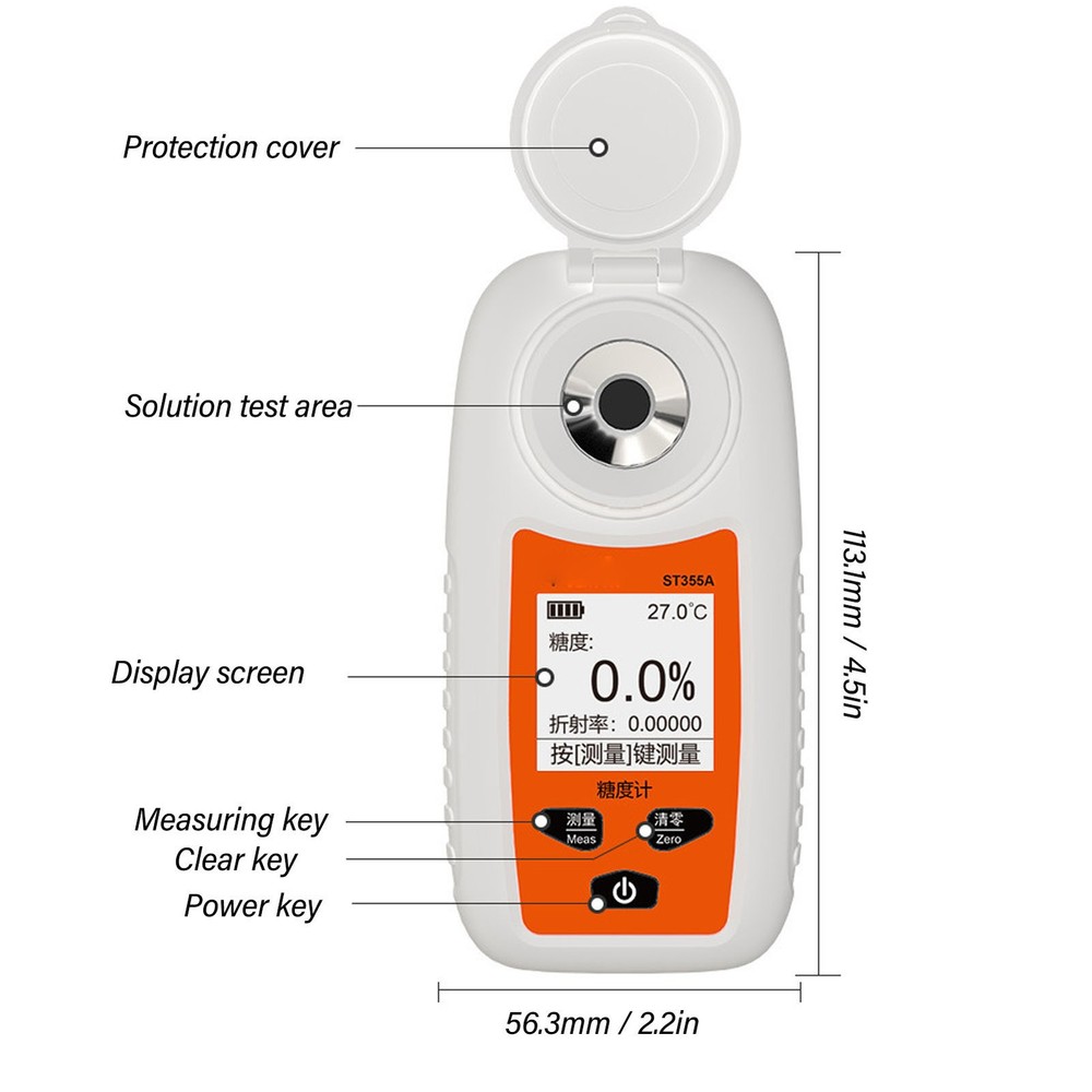 LCD Digital Refractometer Non Slip Dust Proof Cover Digital Sweet