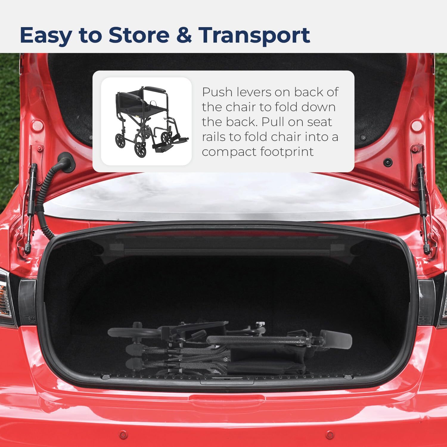 Drive Medical TR37E-SV Lightweight Folding Transport Wheelchair with Swing-Away