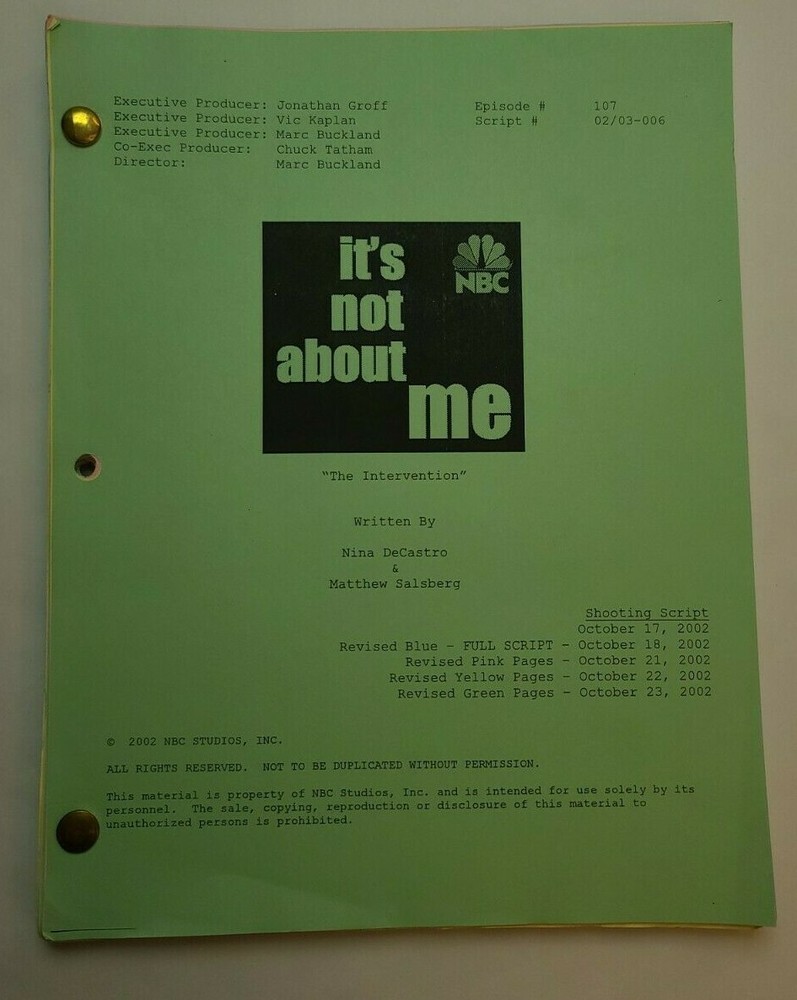 THE JAKE EFFECT / Nina DeCastro 2002 TV Series Script, Jason Bateman & Nikki Cox