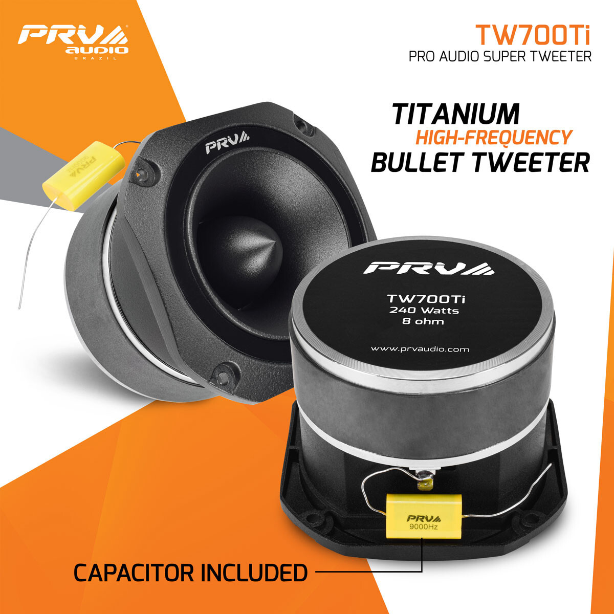 2x PRV Audio TW700Ti Bullet 4” Pro Audio Super Tweeters 8 Ohms Titanium 480W