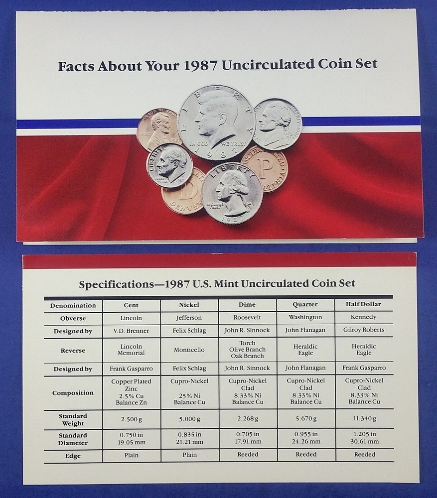 1987 U. S. Mint Set, 10 Coins, Uncirculated (018)
