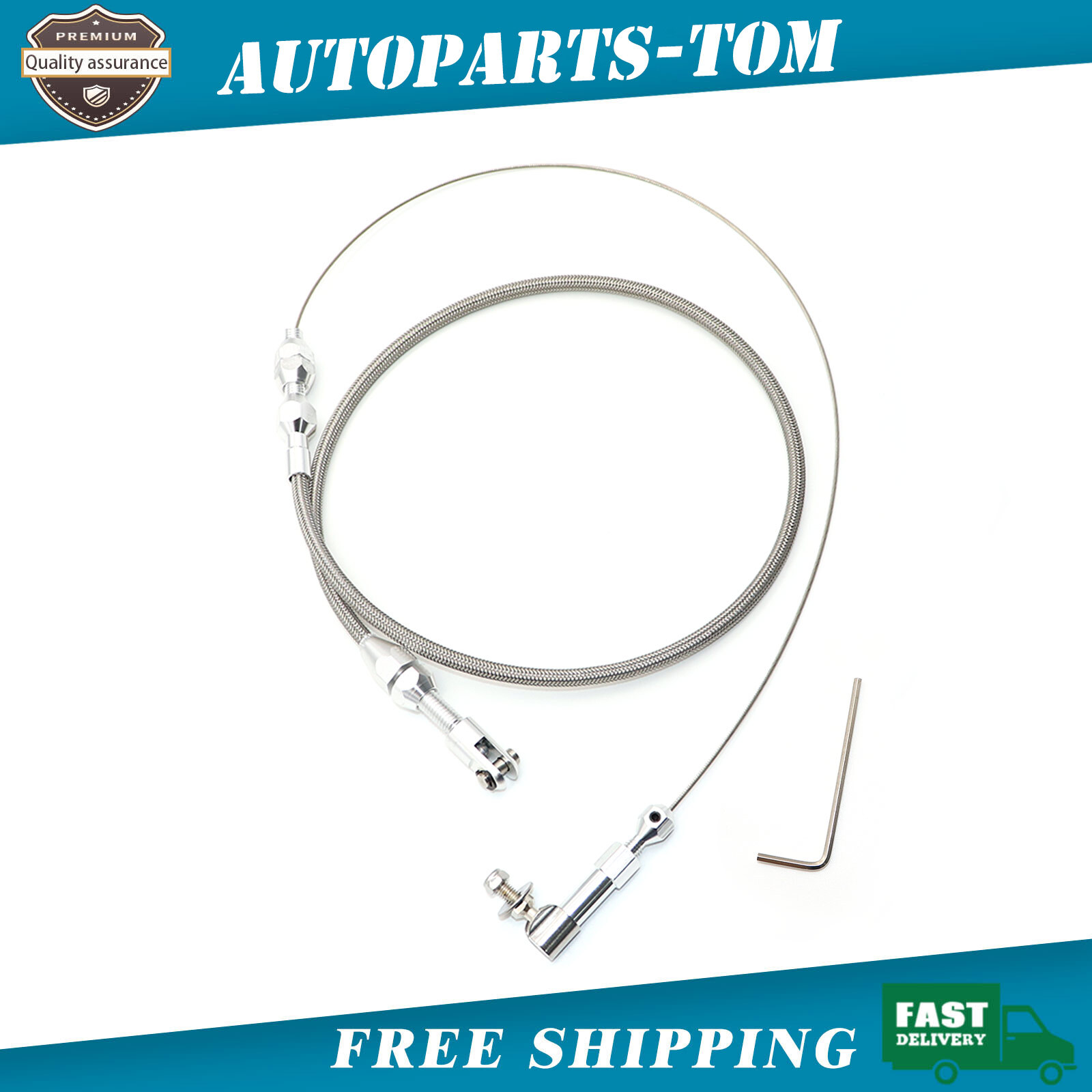 24" THROTTLE CABLE BRAIDED STAINLESS STEEL UNIVERSAL ACCELERATOR FORD, CHEVY