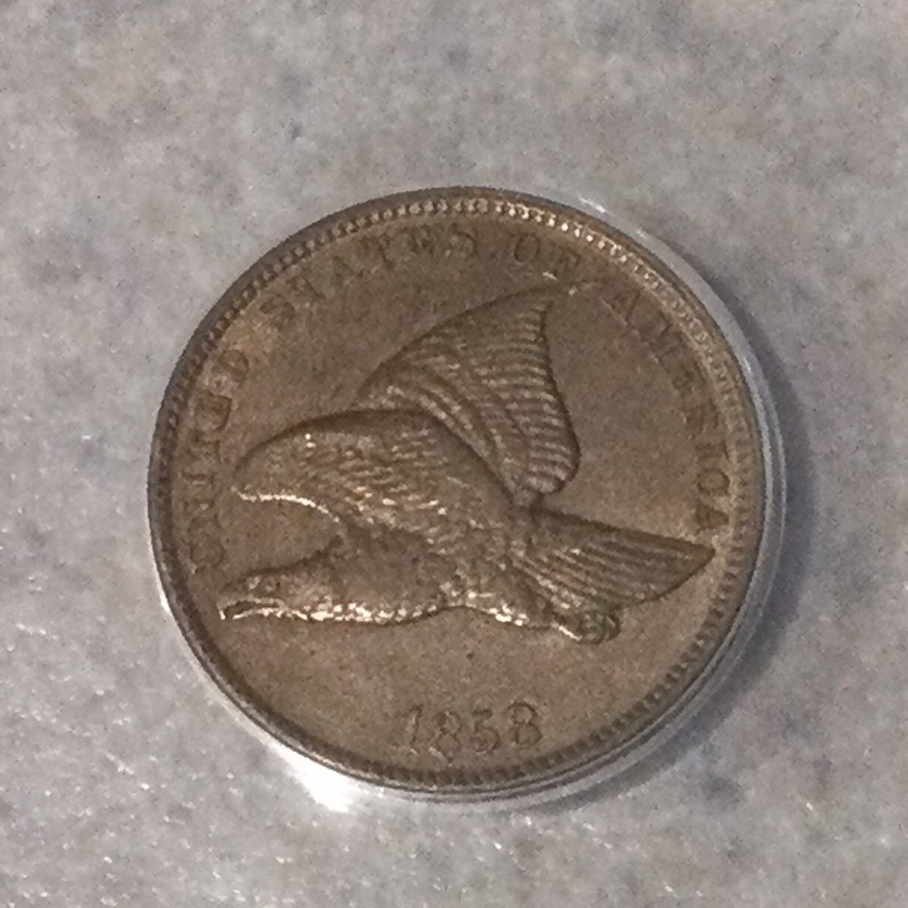 1858 1 Cent Flying Eagle Cent SM Letters ANACS EF 45 - Reverse Light Toning!