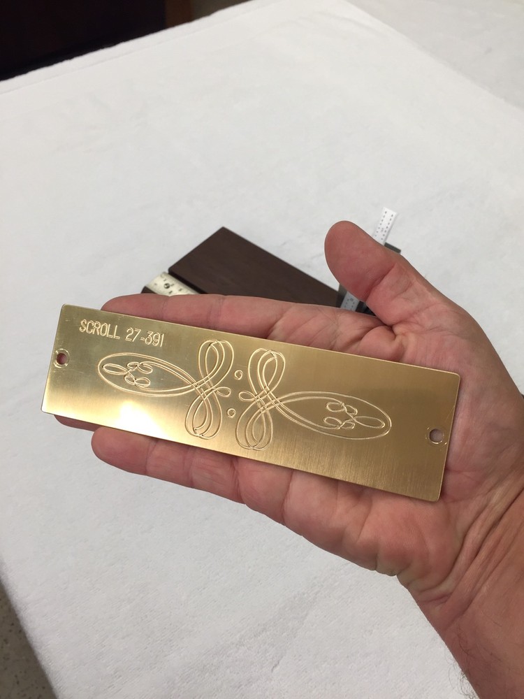 #27-391 MASTER SCROLL TEMPLATE FOR NEW HERMES ENGRAVER SOLID BRASS ENGRAVING
