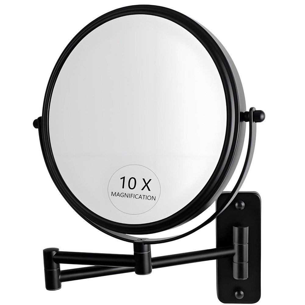 8" Wall Mounted Makeup Mirror, 1X/10X Magnifying Mirror with 360° Extendable ...