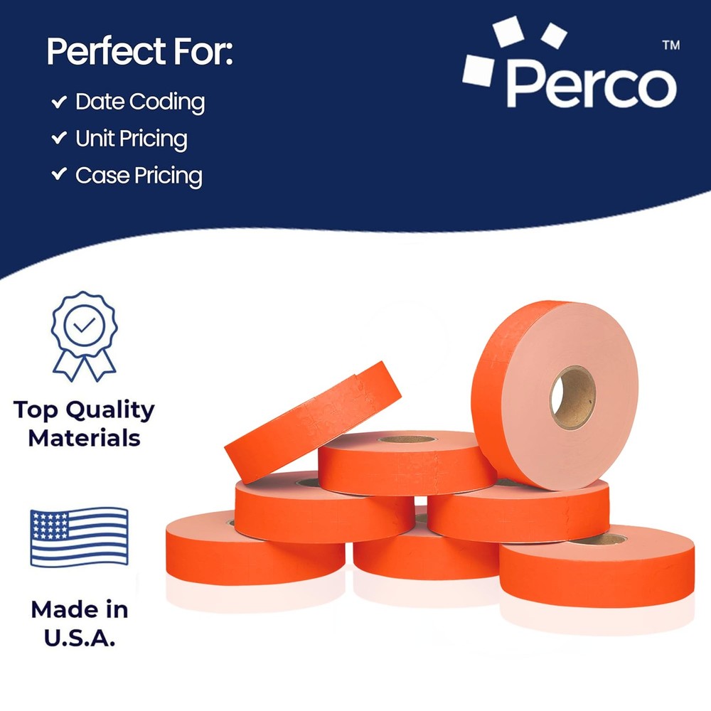 Perco Fluorescent Red Pricing Labels for Monarch 3 Sleeves,
