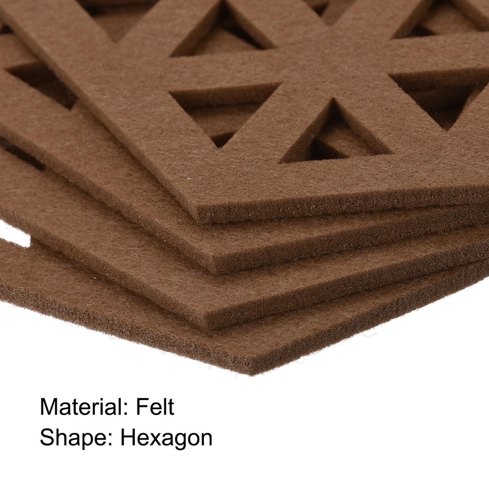 Felt Coasters 4pcs Hexagonal Tampons Coasters Brown