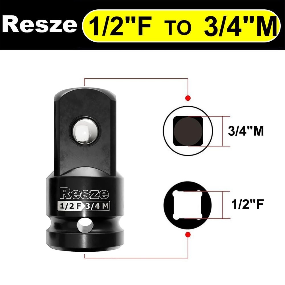 2PCS Impact Socket Adapter and Reducer Set 3/4" To 1/2" & 1/2" To 3/4" Socket