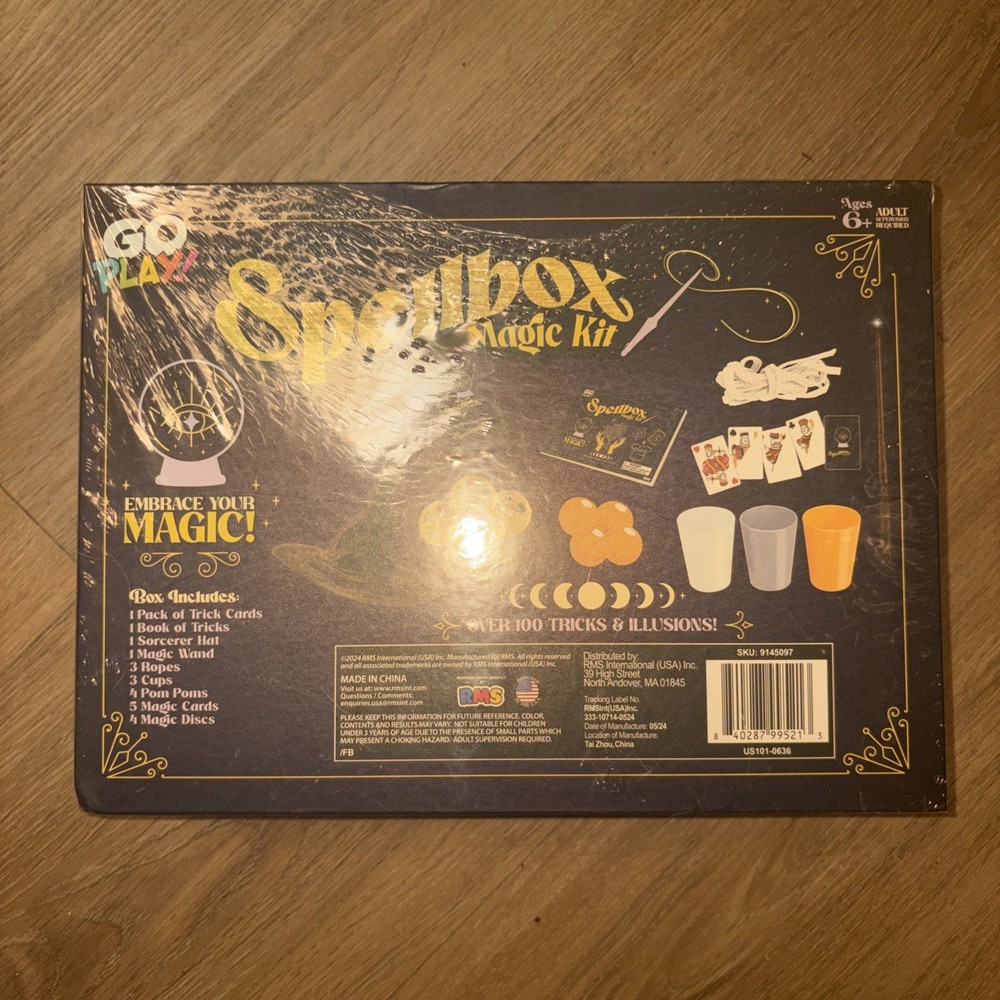 NEW, SPELLBOX MAGIC KIT, OVER 100 TRICKS & ILLUSIONS, AGES 6+