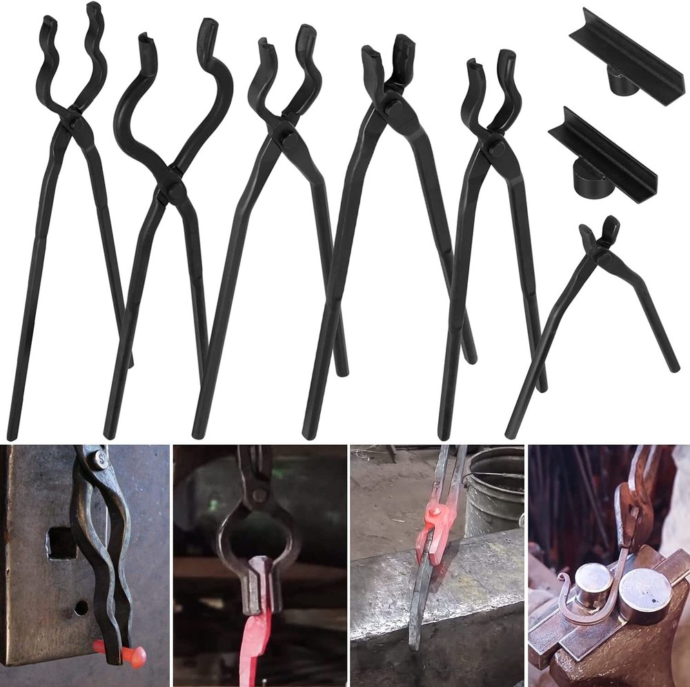 8Pcs Blacksmith Tongs Expert Replacement Tongs Blacksmith Starter Tool Hook Jig