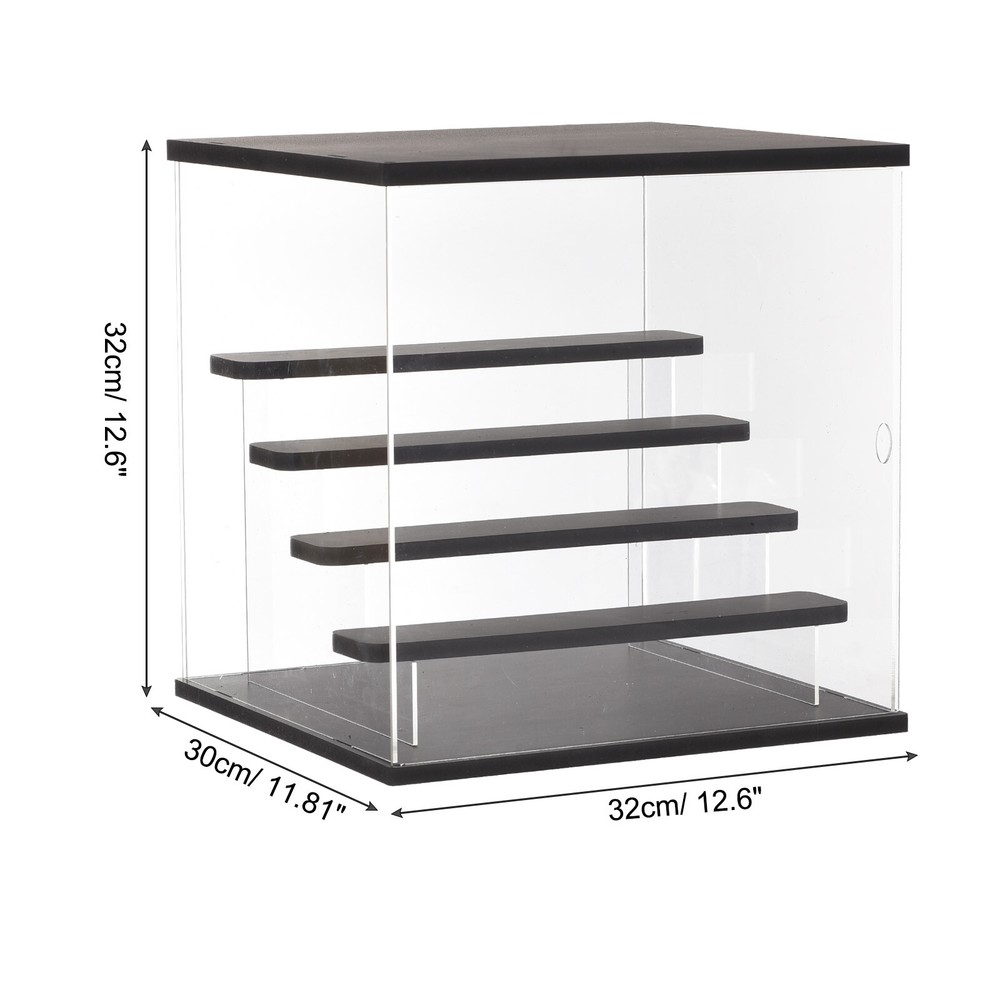 Clear Acrylic Display Case LED 4 Tier Dustproof Assemble Cube Display Boxes