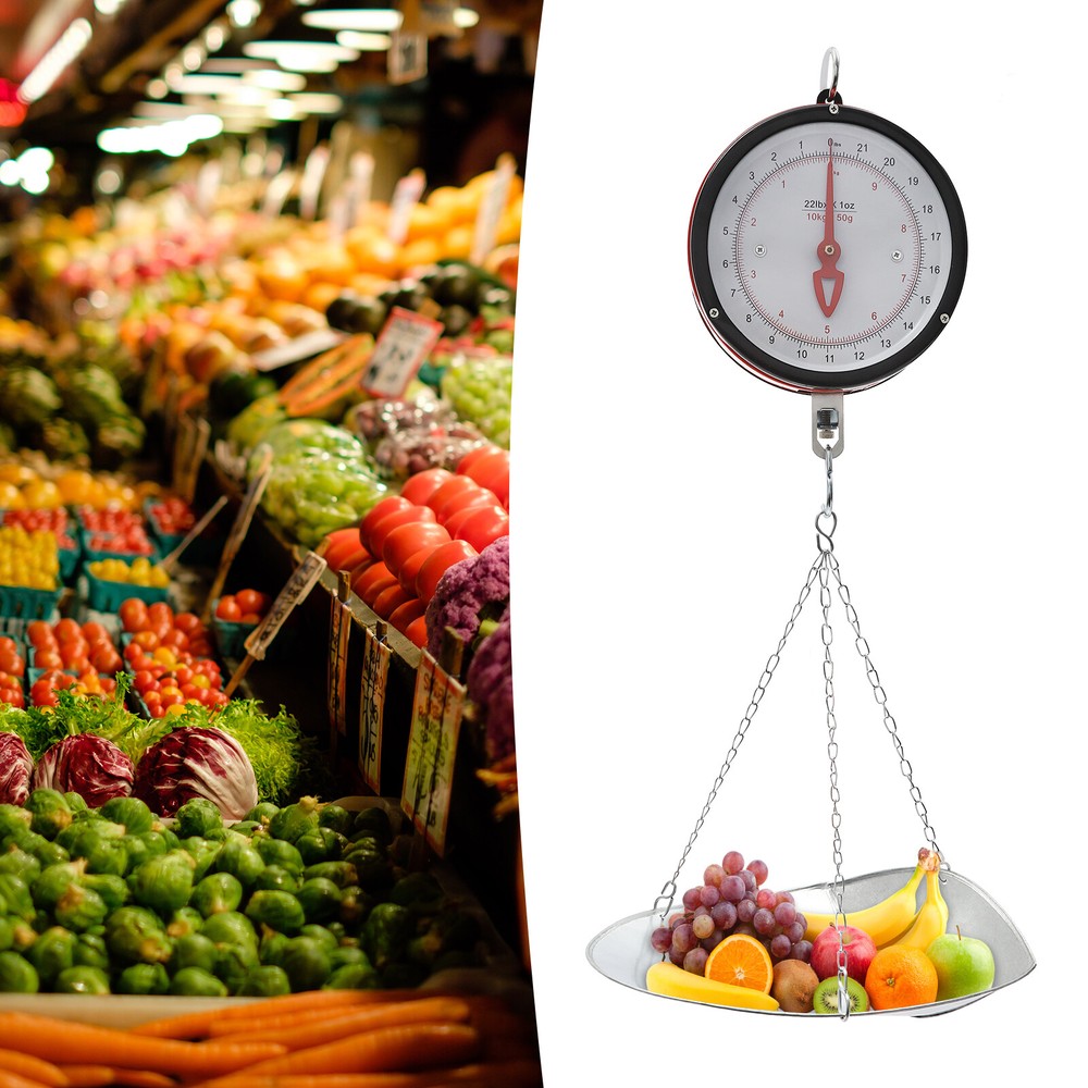Double-sided Supermarkets Dial Hanging Scale Circular Hanging Scale 10kg/22lbs