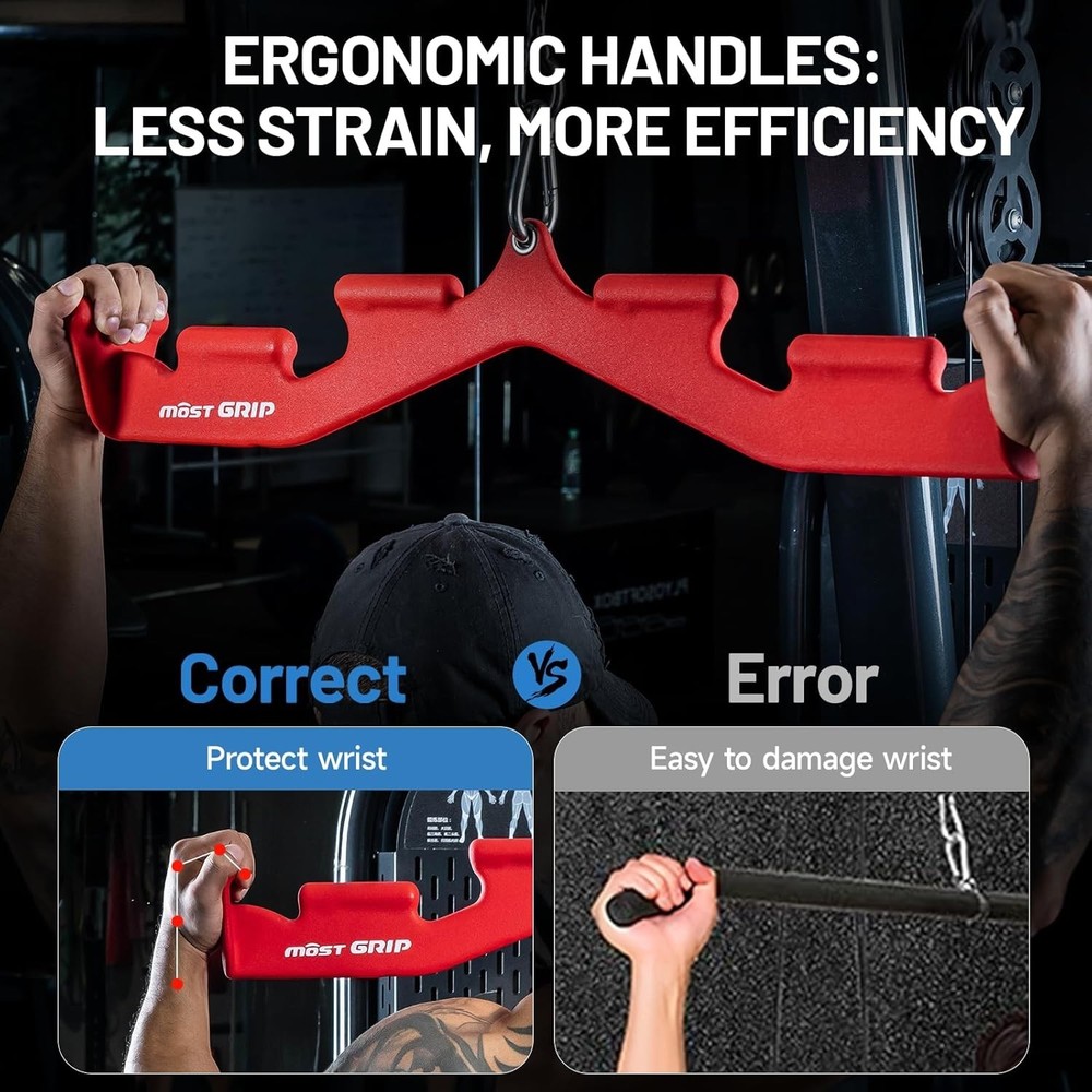 LAT Pull Down Bar with 6 Ergonomic Handles Neutral Grip LAT Pulldown Attachments