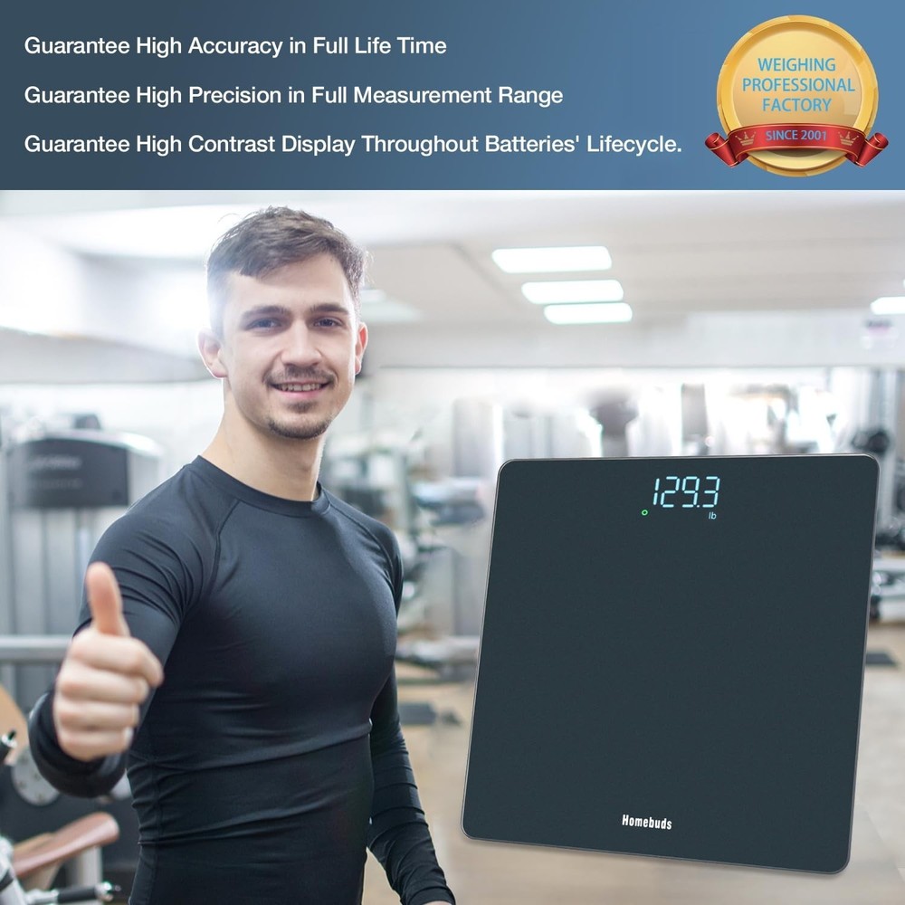 Professional Bathroom Scale - 400lb Capacity, Auto Shut Off & Backlit Display