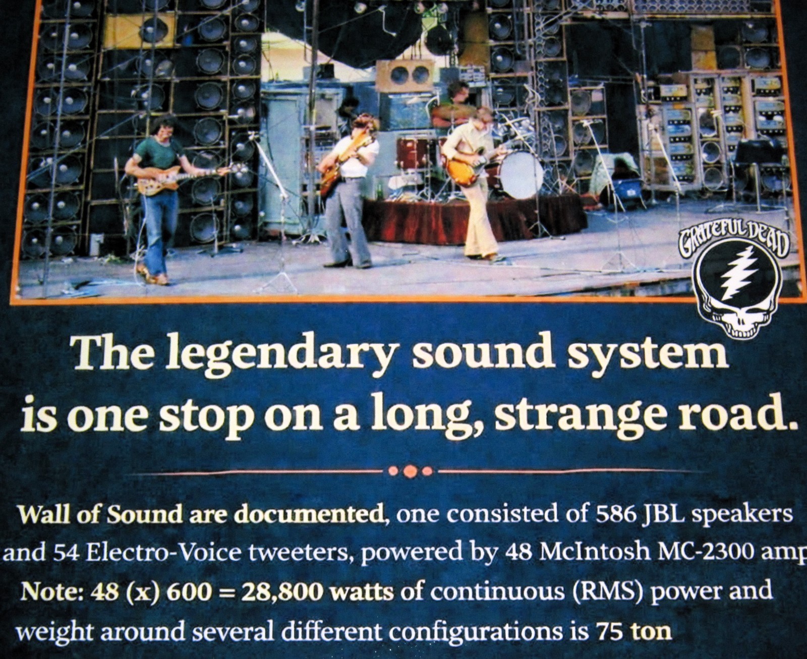 POSTER - McIntosh MC2300, JBL 19"x13" 1974 "Wall of Sound" Grateful Dead