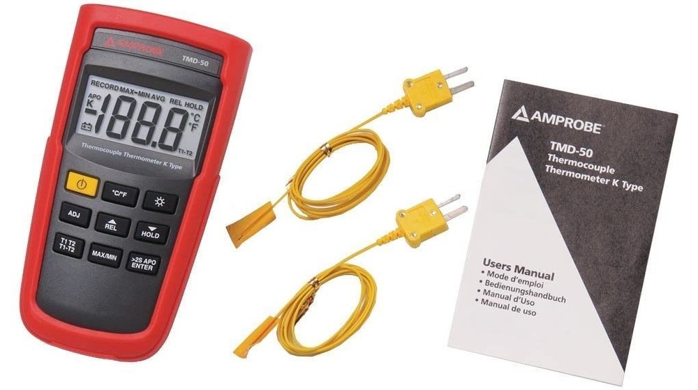Dual K-Type Thermometer, Offset Mode, Backlit LCD, Battery Power