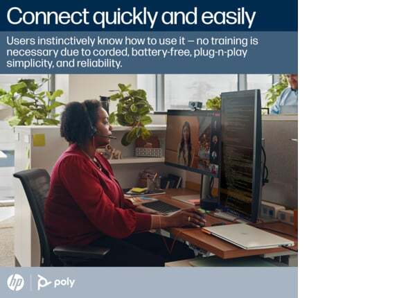 Poly Blackwire 3310 Monaural Microsoft Teams Certified USB-C Headset +USB-C/A