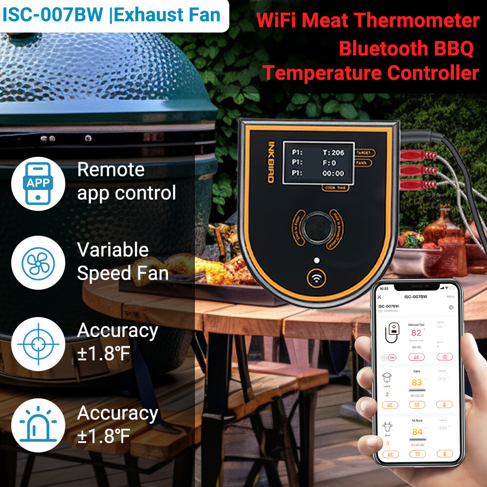 WiFi Smokers Controller BBQ Thermometer Bluetooth Oven Cooking Meat APP Control