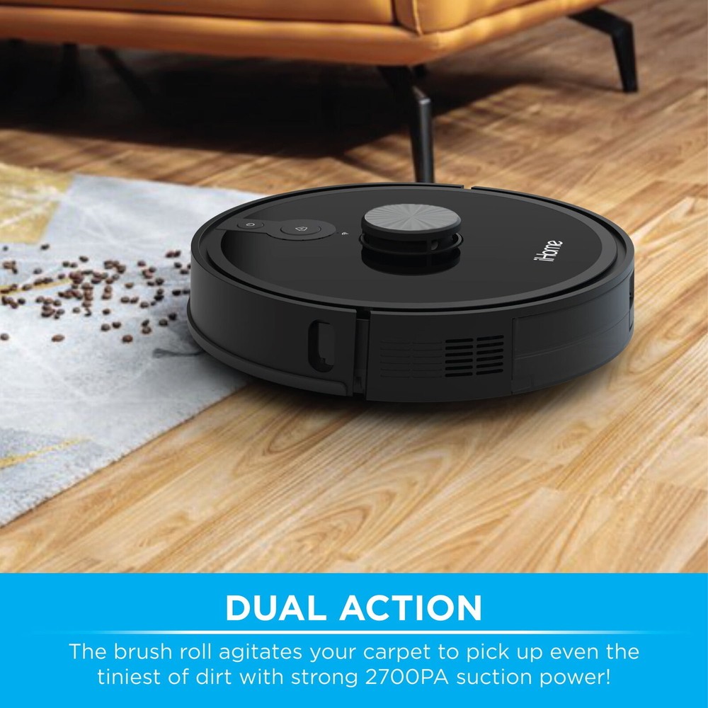 Self Empty Robot Vacuum Lidar Mapping 150 Min Runtime Strong Suction Black New